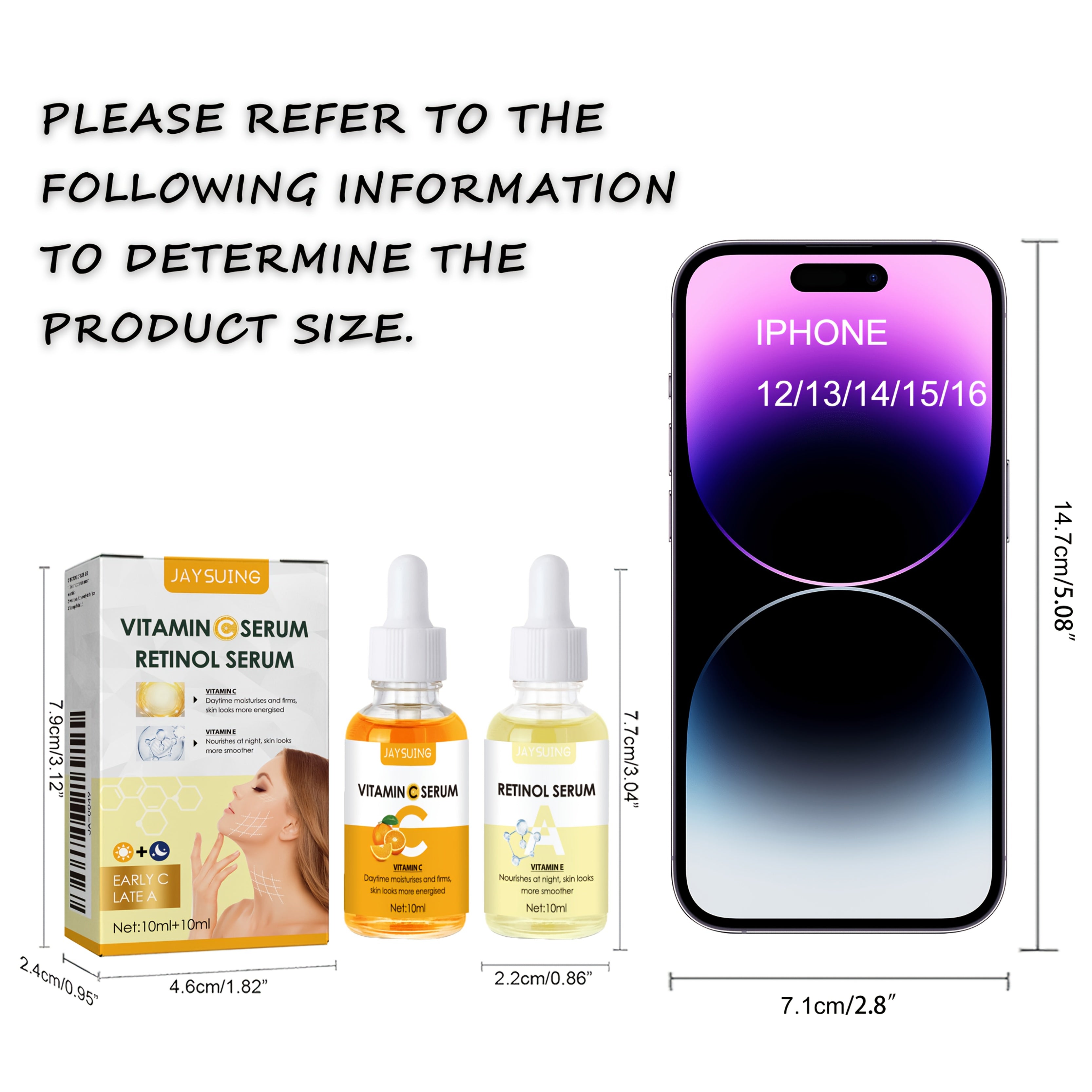 Huin Skincare Morning C & Night A Serum Combo – Brightening, Firming & Hydrating Duo with Retinol, Vitamin E & Hyaluronic Acid | Unisex Skincare for All Skin Tones