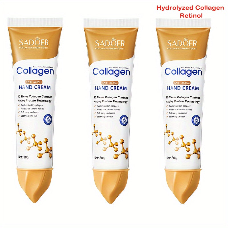 Huin Skincare Collagen Hand Cream – Deep Hydration & Youthful Glow for Every Skin Tone, Hypoallergenic Moisture Care for Autumn & Winter (1/3pcs Set)