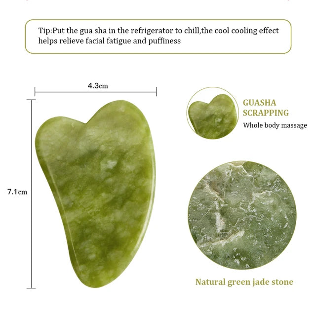 Huin Skincare Gua Sha Face Roller – Jade Massage Tool for Facial Lifting, Sculpting & Relaxation | Improves Circulation & Enhances Natural Glow