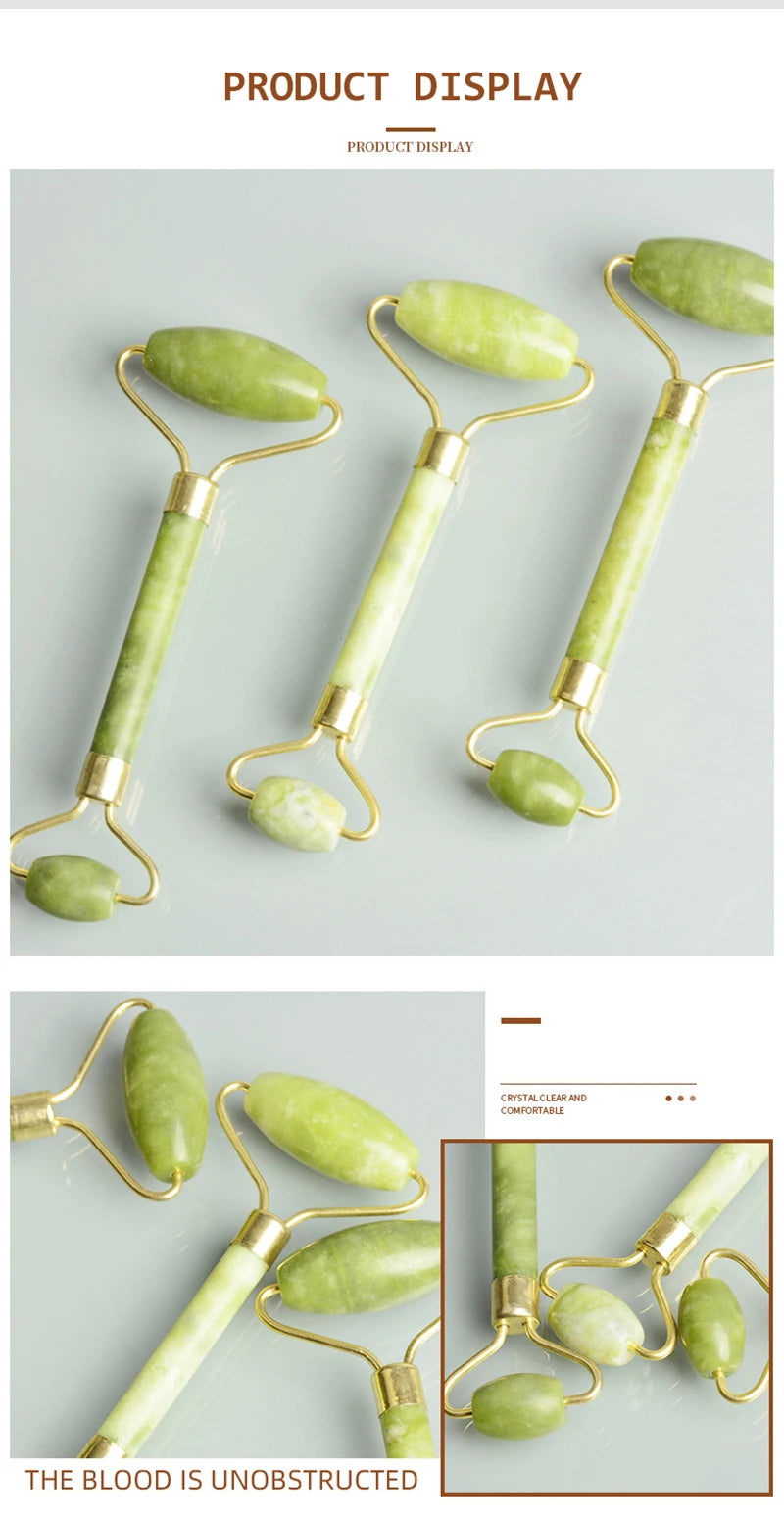 Huin Skincare Gua Sha Face Roller – Jade Massage Tool for Facial Lifting, Sculpting & Relaxation | Improves Circulation & Enhances Natural Glow