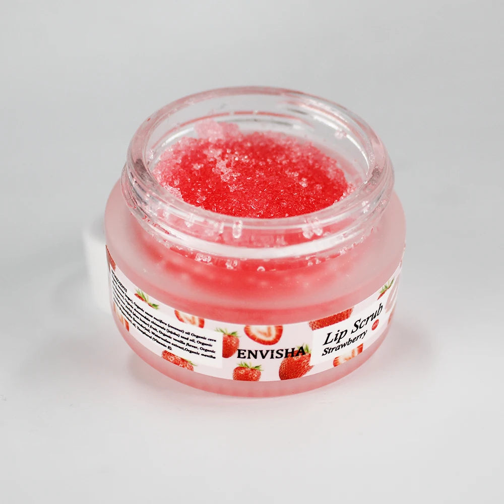 Huin Skincare Strawberry Lip Care Scrub – Exfoliating & Moisturizing Sugar Balm for Smooth, Nourished Lips | Repairs Dryness & Fine Lines
