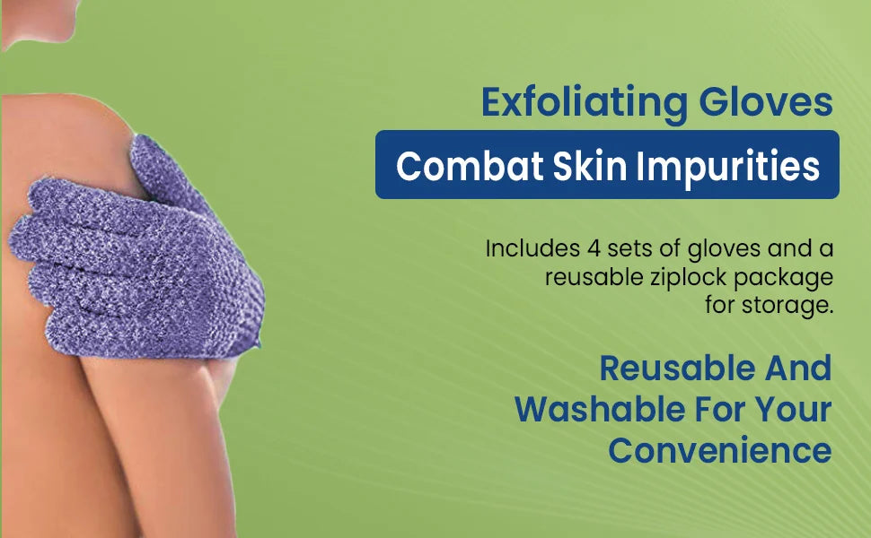 Huin Skincare Exfoliating Gloves – 10pcs Set for Smooth, Radiant Skin | Gently Removes Dead Skin, Bumps & Ingrown Hairs for a Soft, Polished Feel