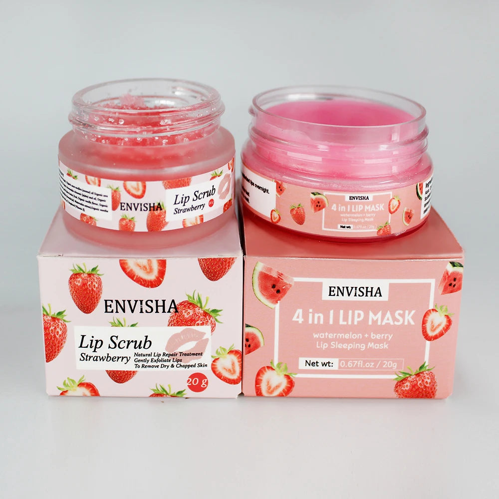 Huin Skincare Strawberry Lip Care Scrub – Exfoliating & Moisturizing Sugar Balm for Smooth, Nourished Lips | Repairs Dryness & Fine Lines