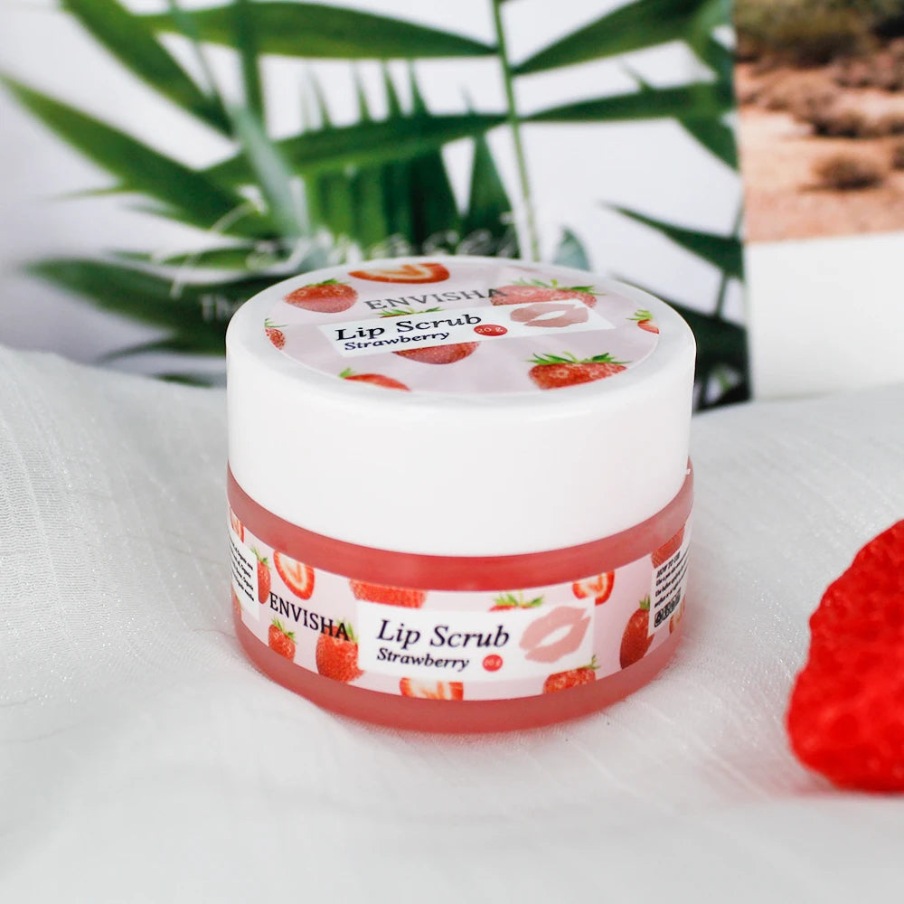 Huin Skincare Strawberry Lip Care Scrub – Exfoliating & Moisturizing Sugar Balm for Smooth, Nourished Lips | Repairs Dryness & Fine Lines