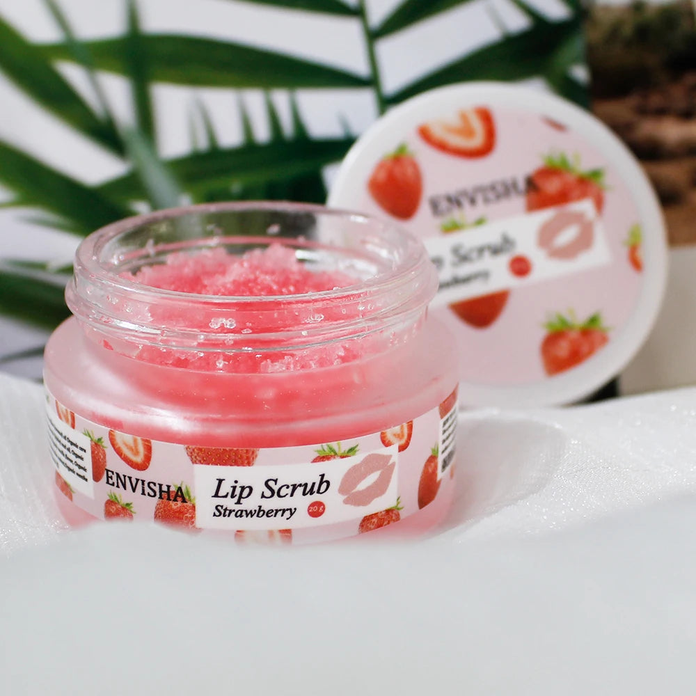 Huin Skincare Strawberry Lip Care Scrub – Exfoliating & Moisturizing Sugar Balm for Smooth, Nourished Lips | Repairs Dryness & Fine Lines