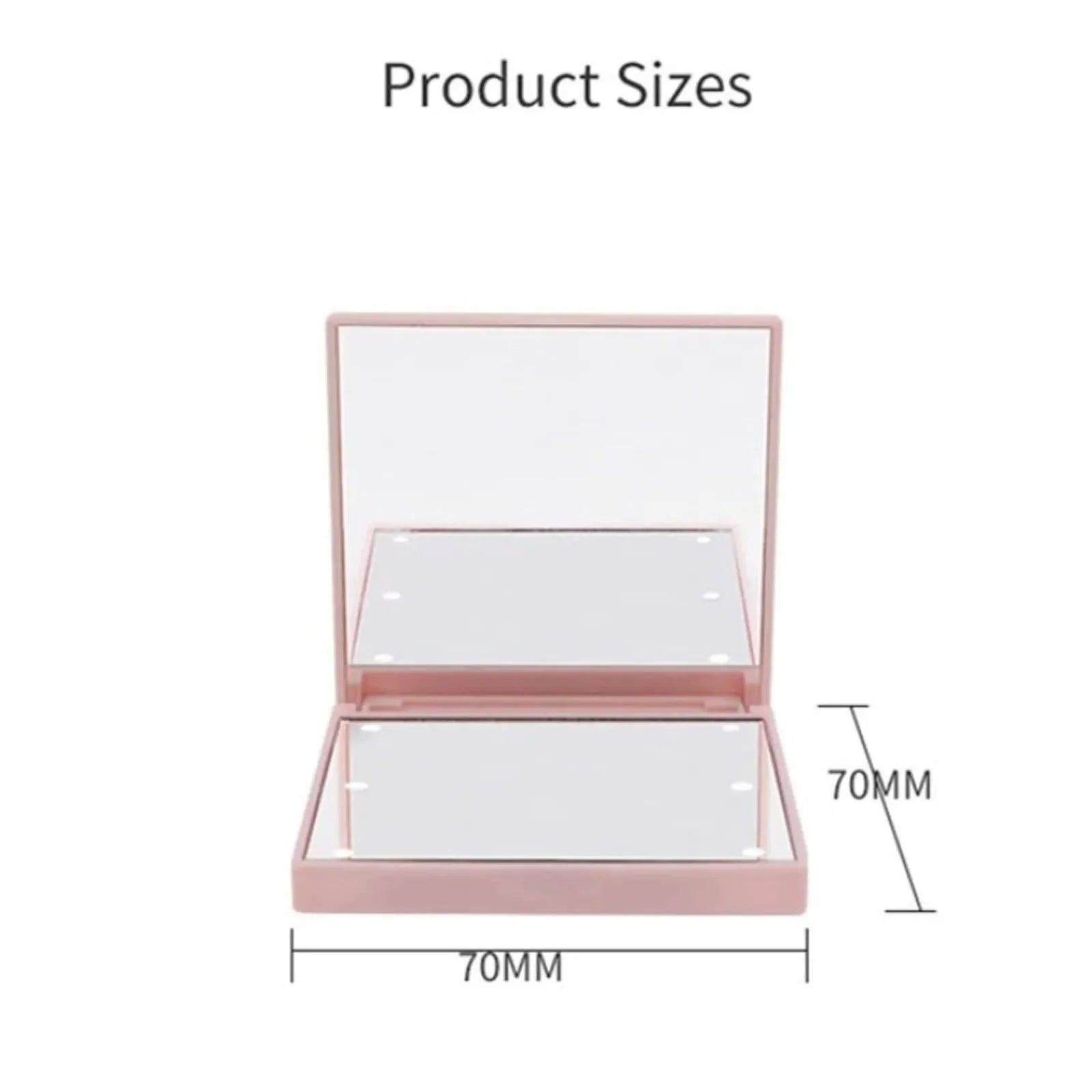 Huin Skincare 6-LED Travel Makeup Mirror – Foldable, Portable & Magnifying Vanity Mirror | Pink, Black or White for Precise Application Anywhere
