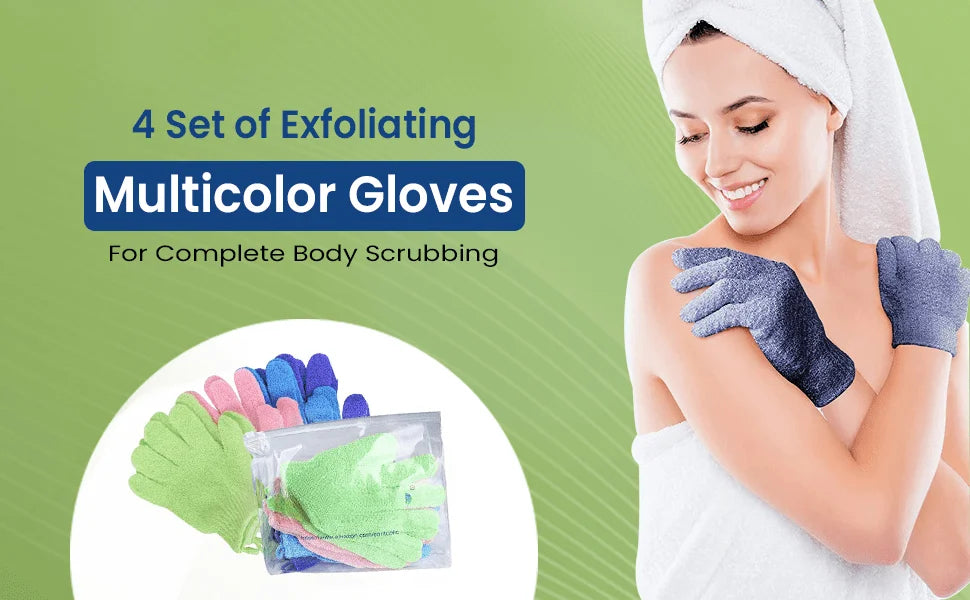 Huin Skincare Exfoliating Gloves – 10pcs Set for Smooth, Radiant Skin | Gently Removes Dead Skin, Bumps & Ingrown Hairs for a Soft, Polished Feel
