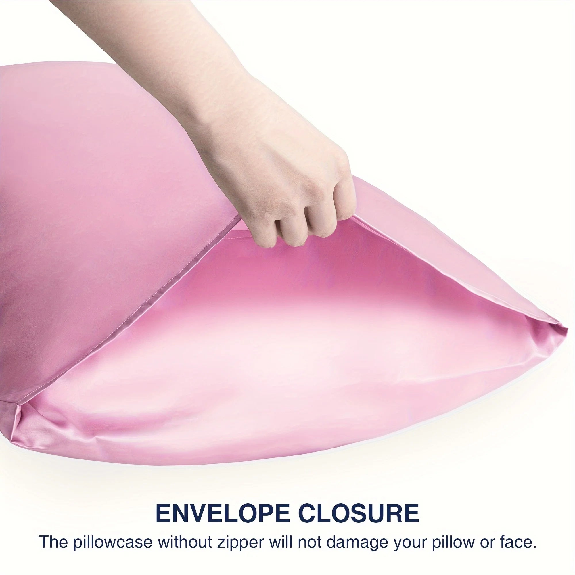 Huin Skincare Satin Pillowcase – 1 Pair, Skin-Friendly & Anti-Allergy | Breathable Polyester Satin with Envelope Closure, Machine Washable