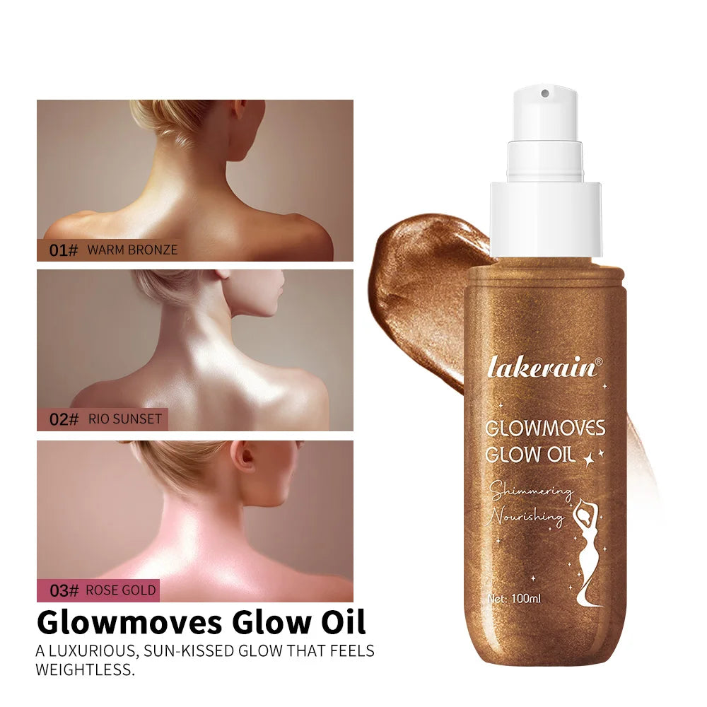 Huin Skincare Glowmotions Body Oil – Hydrating & Softening Shimmer Oil with Brazilian Bronze Glow | 100ml Non-Greasy, Non-Sticky Formula for Radiant Skin