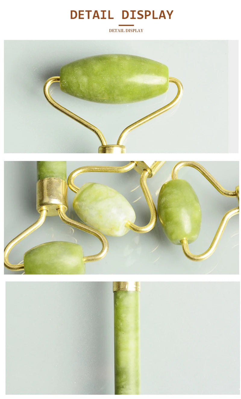 Huin Skincare Gua Sha Face Roller – Jade Massage Tool for Facial Lifting, Sculpting & Relaxation | Improves Circulation & Enhances Natural Glow