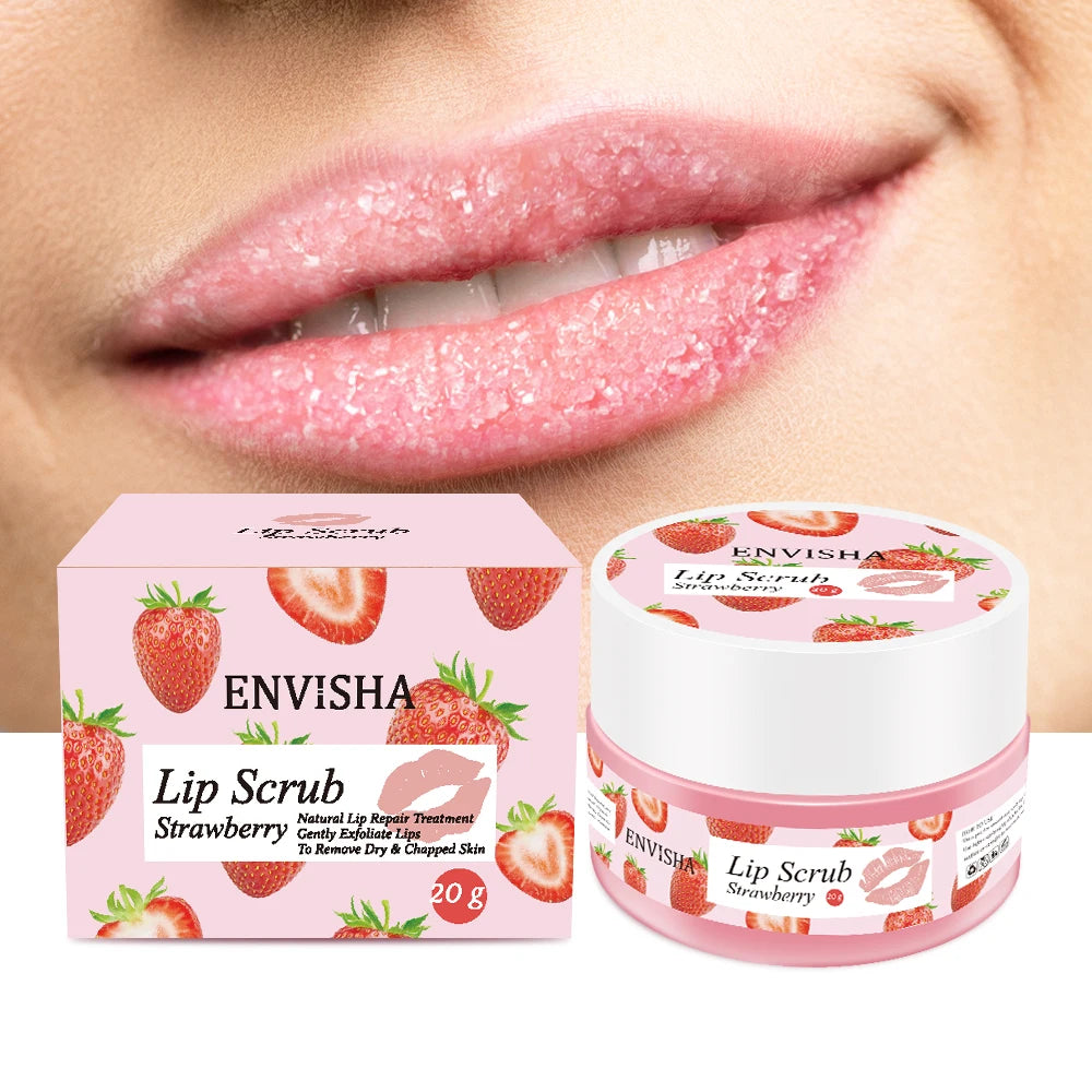 Huin Skincare Strawberry Lip Care Scrub – Exfoliating & Moisturizing Sugar Balm for Smooth, Nourished Lips | Repairs Dryness & Fine Lines