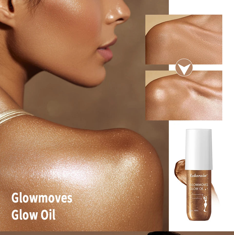 Huin Skincare Glowmotions Body Oil – Hydrating & Softening Shimmer Oil with Brazilian Bronze Glow | 100ml Non-Greasy, Non-Sticky Formula for Radiant Skin