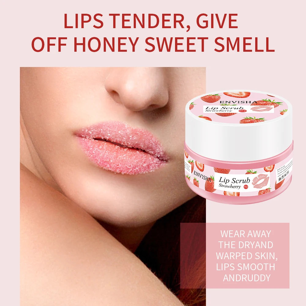 Huin Skincare Strawberry Lip Care Scrub – Exfoliating & Moisturizing Sugar Balm for Smooth, Nourished Lips | Repairs Dryness & Fine Lines