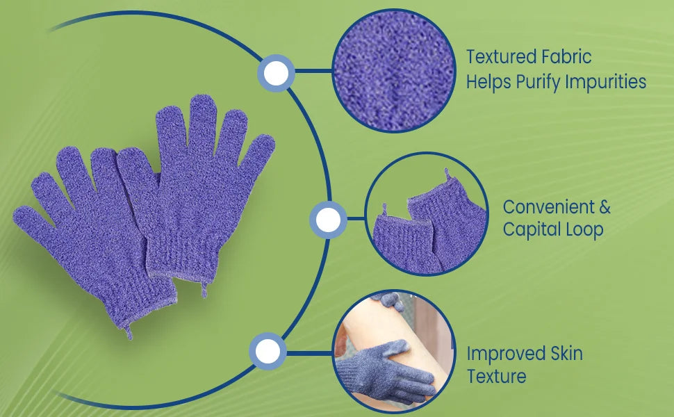 Huin Skincare Exfoliating Gloves – 10pcs Set for Smooth, Radiant Skin | Gently Removes Dead Skin, Bumps & Ingrown Hairs for a Soft, Polished Feel