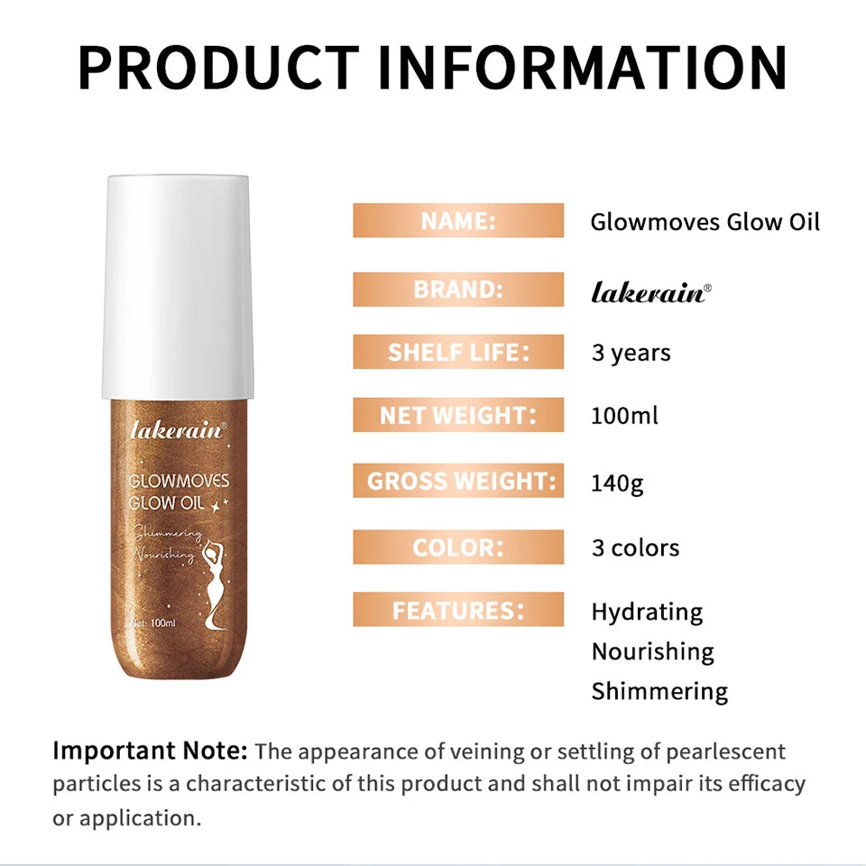 Huin Skincare Glowmotions Body Oil – Hydrating & Softening Shimmer Oil with Brazilian Bronze Glow | 100ml Non-Greasy, Non-Sticky Formula for Radiant Skin