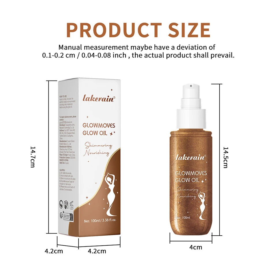 Huin Skincare Glowmotions Body Oil – Hydrating & Softening Shimmer Oil with Brazilian Bronze Glow | 100ml Non-Greasy, Non-Sticky Formula for Radiant Skin