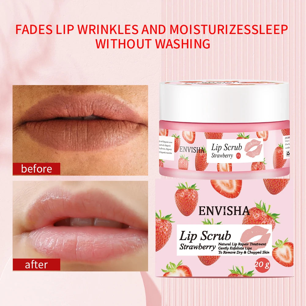 Huin Skincare Strawberry Lip Care Scrub – Exfoliating & Moisturizing Sugar Balm for Smooth, Nourished Lips | Repairs Dryness & Fine Lines