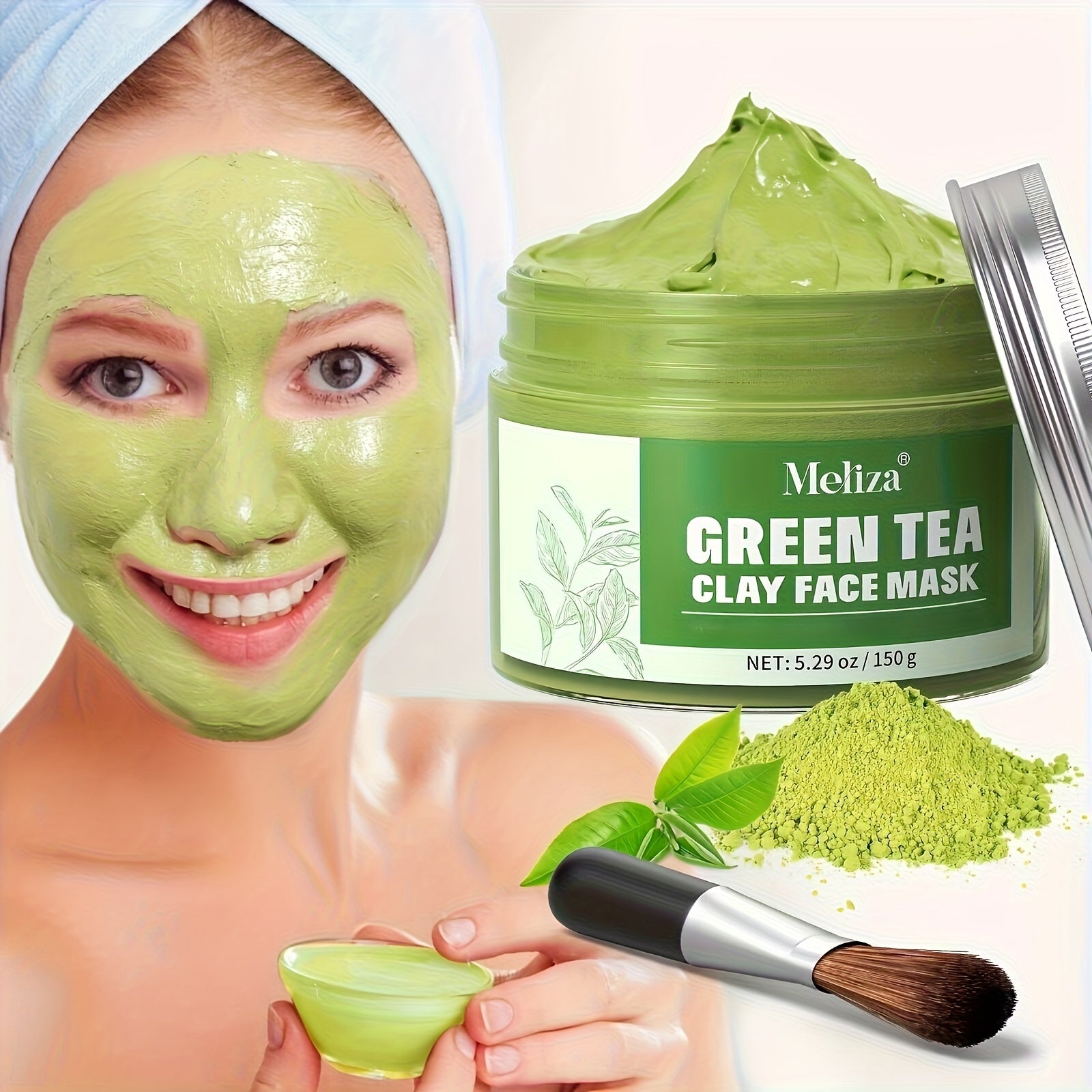 Huin Skincare Matcha Detox Mud Mask – Purify, Hydrate & Firm with Green Tea, Aloe Vera & Hyaluronic Acid | 150g Luxe Formula + Brush
