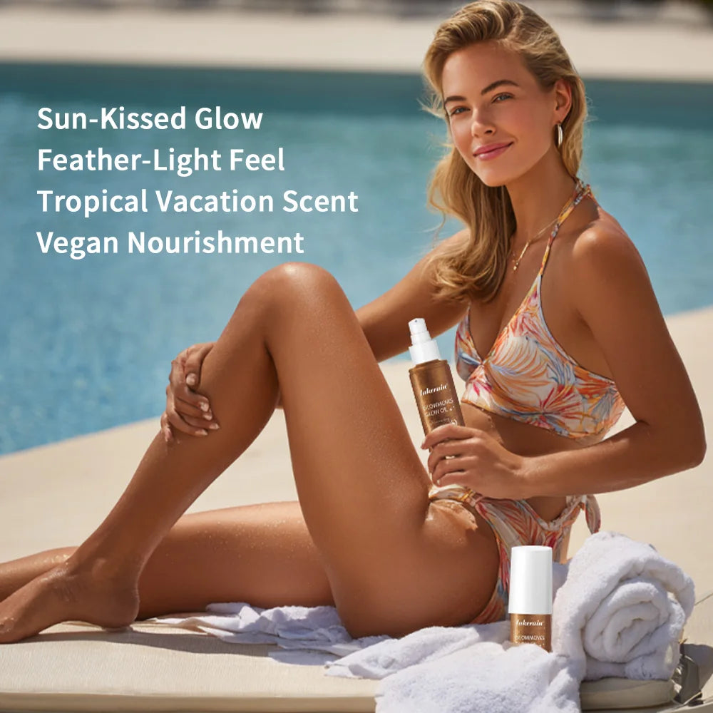 Huin Skincare Glowmotions Body Oil – Hydrating & Softening Shimmer Oil with Brazilian Bronze Glow | 100ml Non-Greasy, Non-Sticky Formula for Radiant Skin