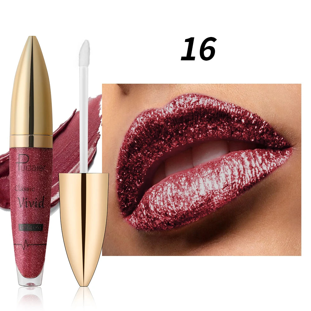 Huin Skincare Shimmering Lip Glaze – Metallic Sparkle Finish, Waterproof & Long-Lasting | Non-Sticky, Gentle Formula for Vibrant, Luminous Lips