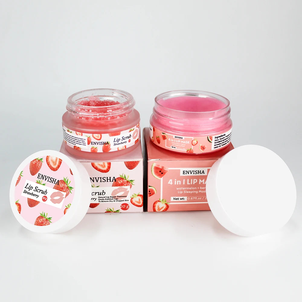 Huin Skincare Strawberry Lip Care Scrub – Exfoliating & Moisturizing Sugar Balm for Smooth, Nourished Lips | Repairs Dryness & Fine Lines