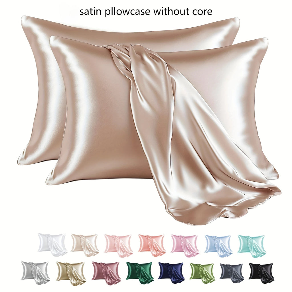 Huin Skincare Satin Pillowcase – 1 Pair, Skin-Friendly & Anti-Allergy | Breathable Polyester Satin with Envelope Closure, Machine Washable