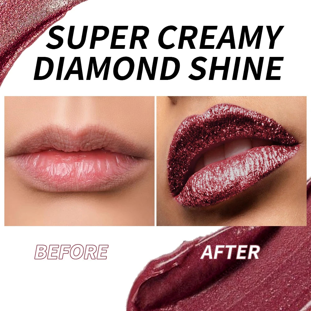 Huin Skincare Shimmering Lip Glaze – Metallic Sparkle Finish, Waterproof & Long-Lasting | Non-Sticky, Gentle Formula for Vibrant, Luminous Lips