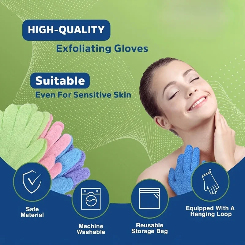 Huin Skincare Exfoliating Gloves – 10pcs Set for Smooth, Radiant Skin | Gently Removes Dead Skin, Bumps & Ingrown Hairs for a Soft, Polished Feel