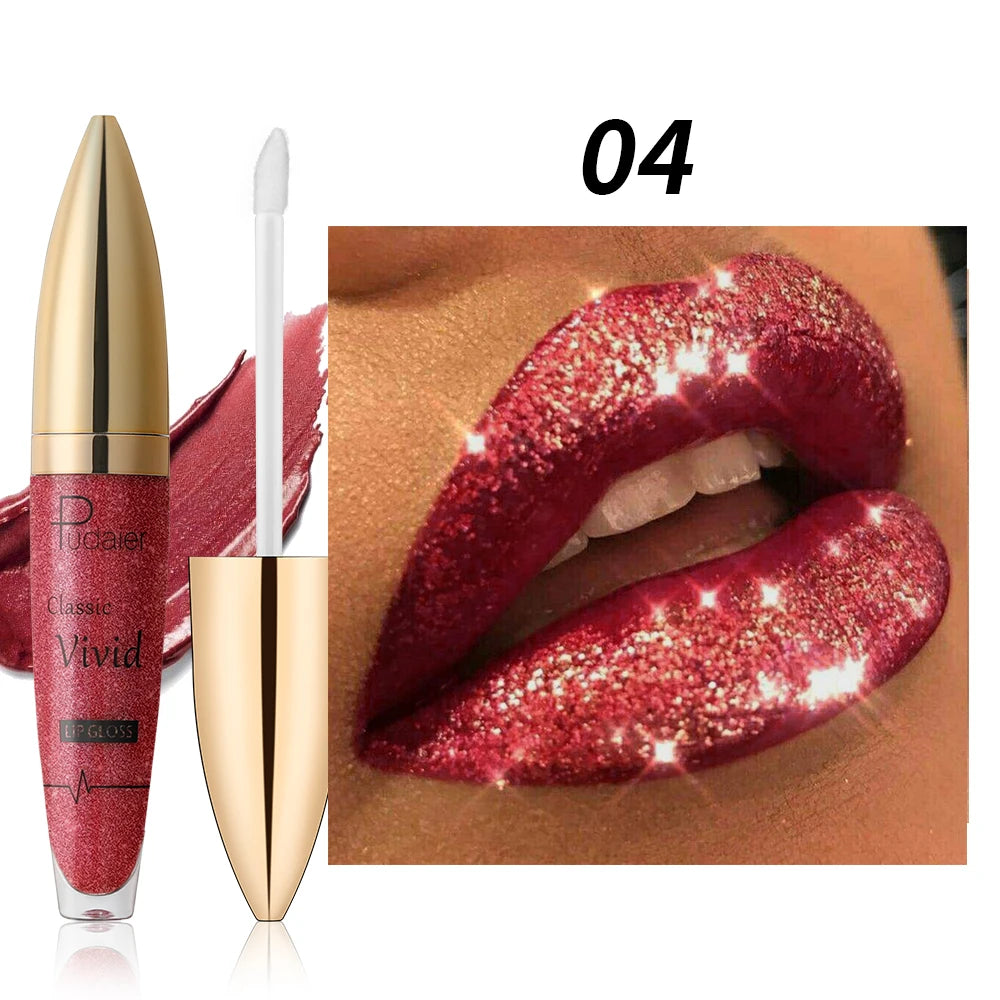 Huin Skincare Shimmering Lip Glaze – Metallic Sparkle Finish, Waterproof & Long-Lasting | Non-Sticky, Gentle Formula for Vibrant, Luminous Lips
