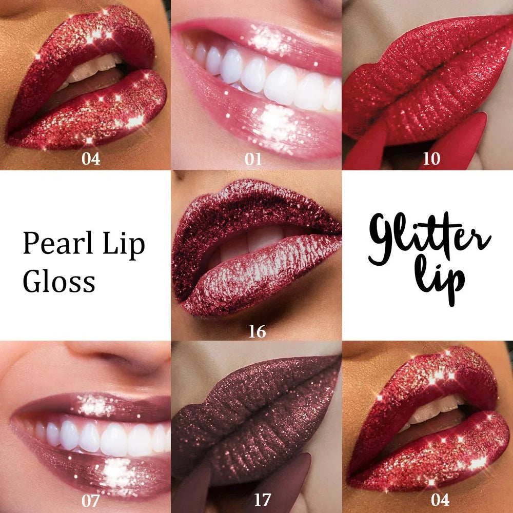 Huin Skincare Shimmering Lip Glaze – Metallic Sparkle Finish, Waterproof & Long-Lasting | Non-Sticky, Gentle Formula for Vibrant, Luminous Lips