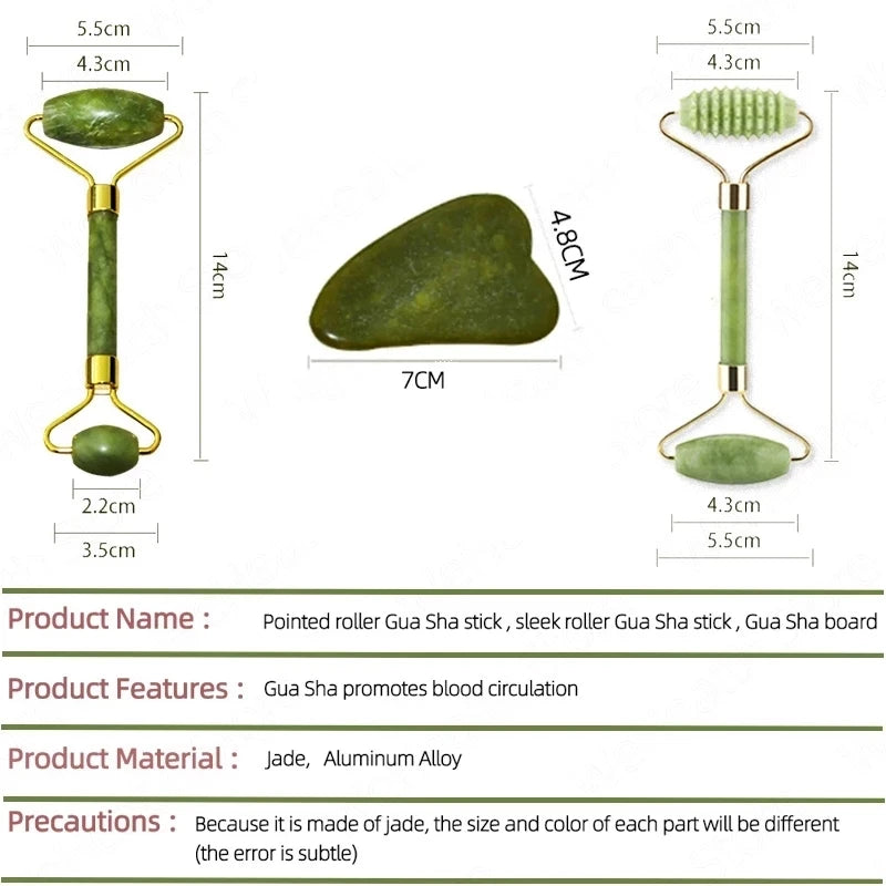 Huin Skincare Gua Sha Face Roller – Jade Massage Tool for Facial Lifting, Sculpting & Relaxation | Improves Circulation & Enhances Natural Glow
