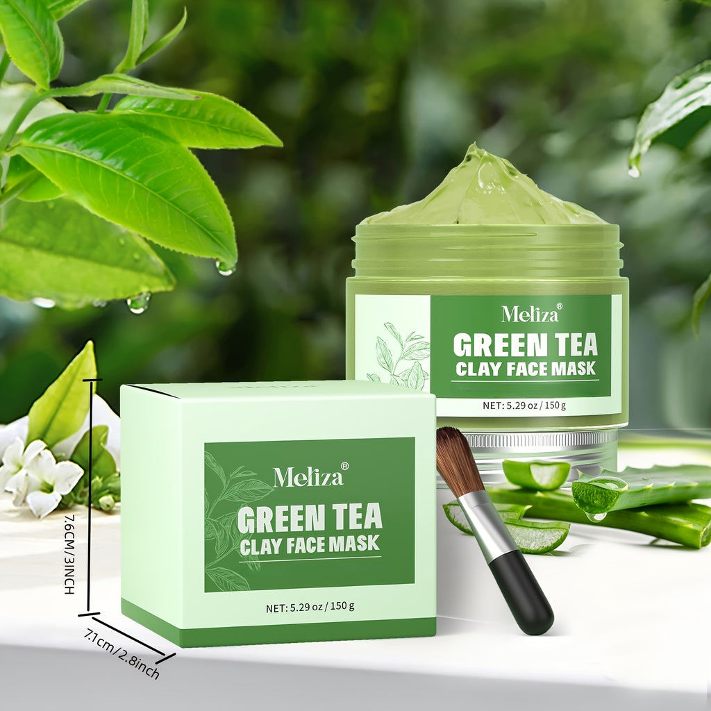 Huin Skincare Matcha Detox Mud Mask – Purify, Hydrate & Firm with Green Tea, Aloe Vera & Hyaluronic Acid | 150g Luxe Formula + Brush